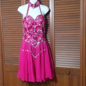 Barbie Pink silk and sequin vintage dress